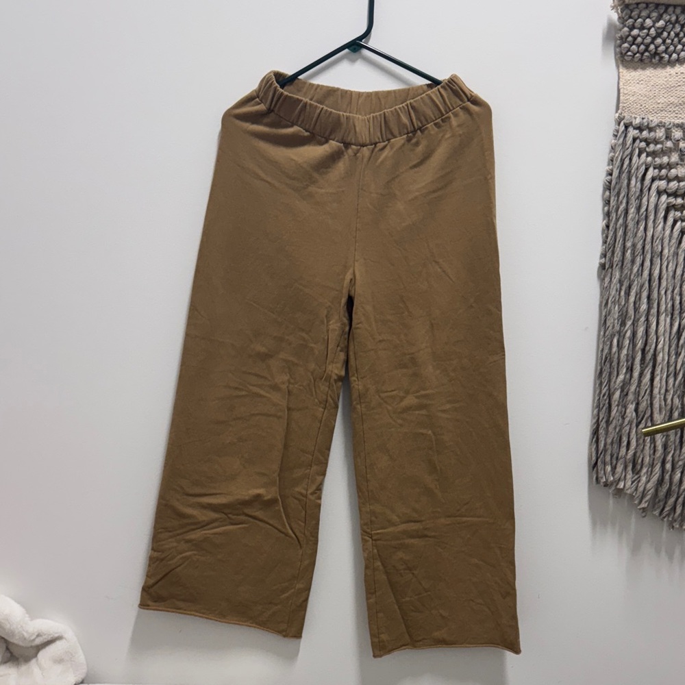 Women's Cropped Wide-Leg Pull-On Pants — Brown